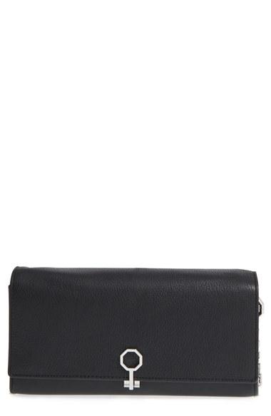 Louise Et Cie 'yvet' Leather Flap Clutch - Black