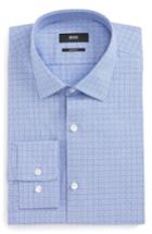 Men's Boss Marley Sharp Fit Check Dress Shirt .5 L - Blue