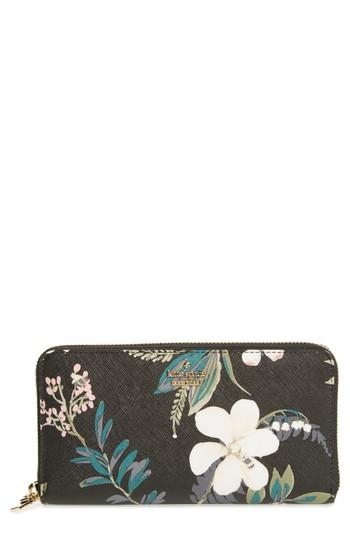 Women's Kate Spade New York Cameron Street Botanical Lacey Faux Leather Zip-around Wallet - Black
