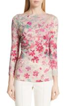 Women's St. John Collection Multicolor Brushstroke Floral Print Top - Ivory