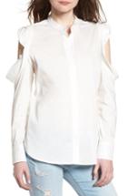 Women's Bishop + Young Ruffle Cold Shoulder Poplin Top - White