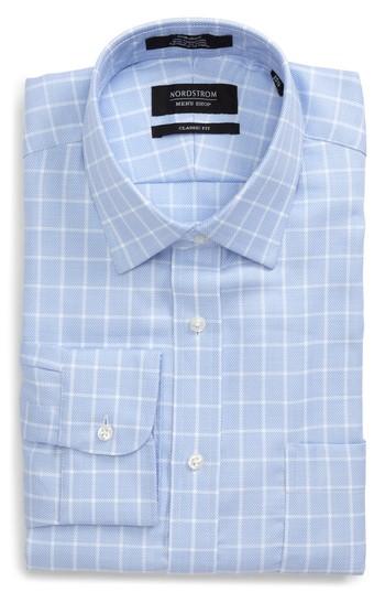 Men's Nordstrom Men's Shop Classic Fit No-iron Check Dress Shirt .5 32 - Blue
