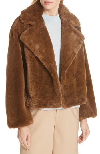 Women's Vince H Faux Fur Coat, Size X-small - Brown