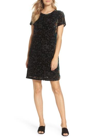 Women's Forest Lily Velvet & Silk Burnout Shift Dress - Black