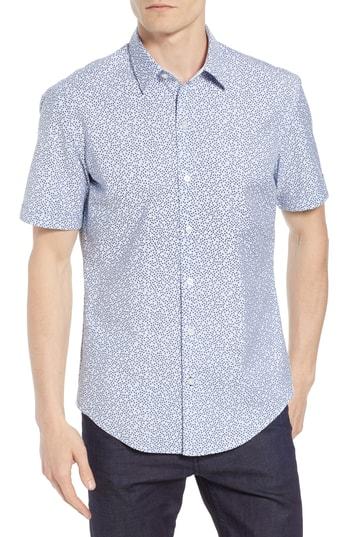 Men's Boss Robb Trim Fit Paisley Sport Shirt - Blue