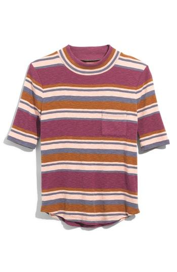 Women's Madewell Mock Neck Shirttail Tee, Size - Beige