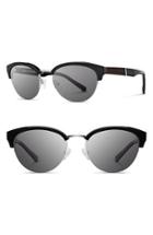 Women's Shwood 'hayden' 53mm Acetate & Wood Sunglasses - Black/ Silver/ Grey