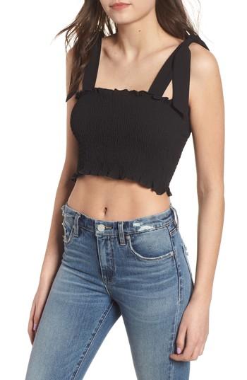 Women's Lioness True Lies Smocked Crop Top - Black