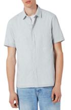 Men's Topman Classic Fit Stripe Cotton & Linen Shirt - Grey