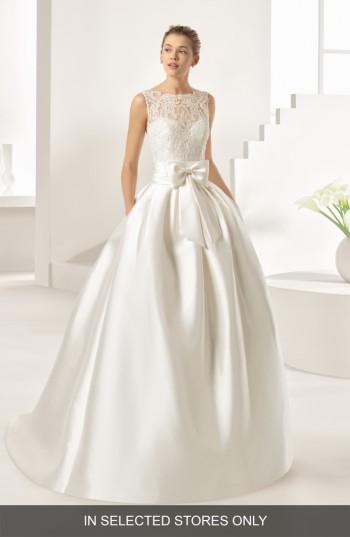Women's Two By Rosa Clara Ordesa Lace & Mikado A-line Gown, Size In Store Only - Beige