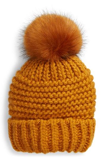 Women's Free People Skyline Faux Fur Pom Beanie - Metallic