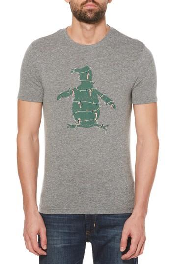 Men's Original Penguin Christmas Tree Pete T-shirt, Size - Grey