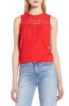 Women's Halogen Lace & Crepe Top - Red