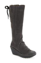 Women's Fly London 'yust' Knee High Platform Wedge Boot .5-8us / 38eu - Black