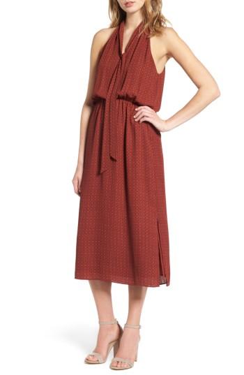 Women's Everly Tie Neck Midi Dress - Brown