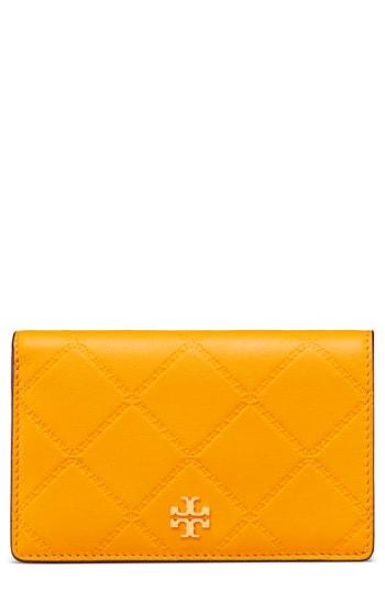 Women's Tory Burch Medium Georgia Slim Leather Wallet - Yellow