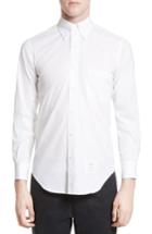 Men's Thom Browne Trim Fit Engineered Placket Sport Shirt - White