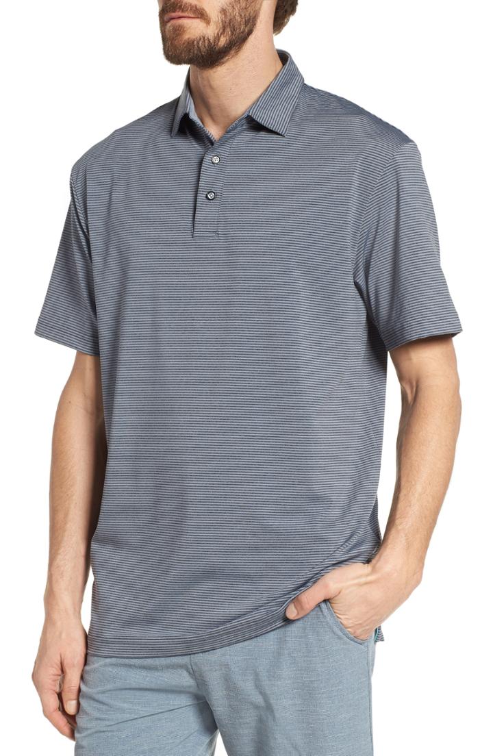Men's Devereux Oracle Stripe Jersey Polo, Size - Blue
