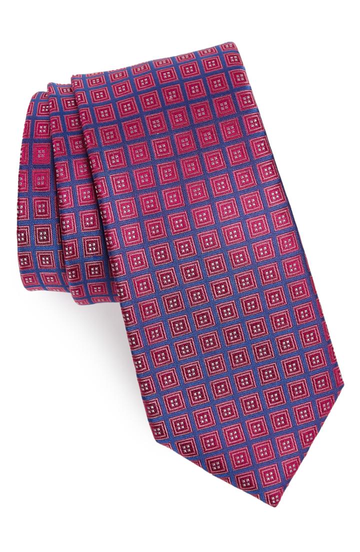 Men's Nordstrom Men's Shop Steven Neat Silk Tie, Size - Purple