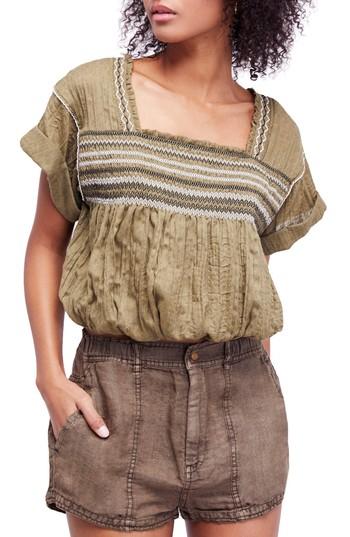 Women's Free People Wandering Skies Blouse - Green
