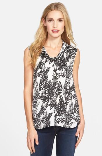 Women's Halogen Print Sleeveless Cowl Neck Top