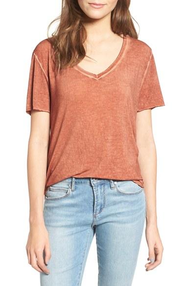 Women's Bp. Washed V-neck Tee, Size - Metallic