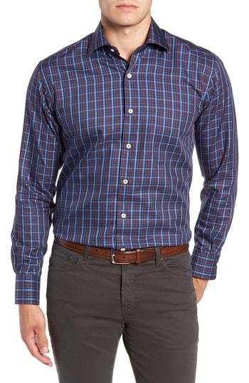 Men's Peter Millar Quarry Falls Plaid Sport Shirt - Blue