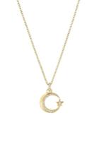 Women's Swarvoski Crescent & Star Pendant Necklace