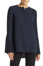 Women's Lafayette 148 New York Shellie Pleated Sleeve Blouse, Size - Blue