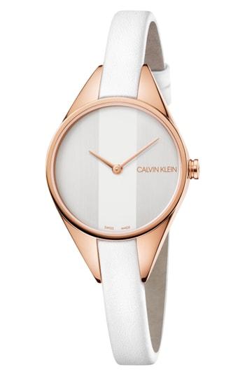Women's Calvin Klein Rebel Leather Band Watch, 29mm