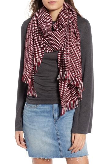 Women's Leith Waffle Grid Oblong Scarf, Size - Red