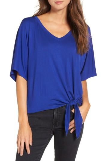 Women's Michael Stars Tie Front V-neck Tee, Size - Blue