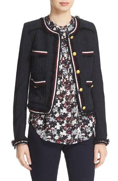 Women's Veronica Beard Eclipse Fringe Trim Jacket