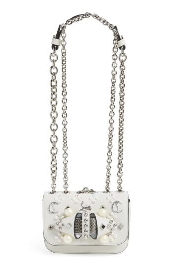 Christian Louboutin Sweet Charity Spiked Calfskin Shoulder/crossbody Bag - White