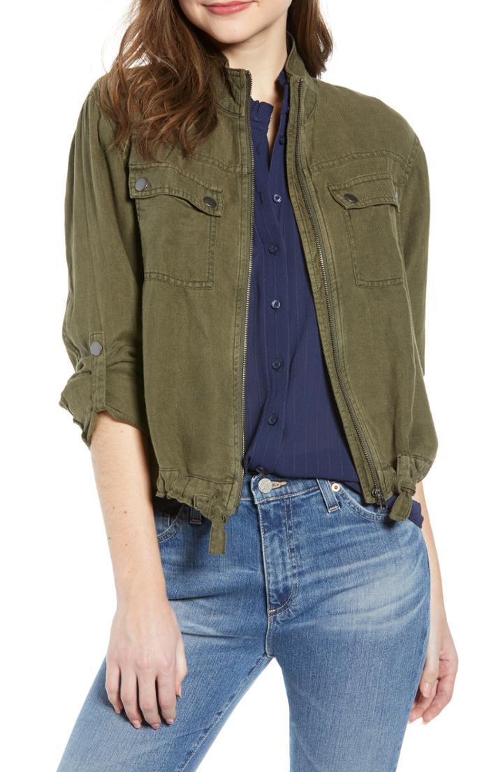 Women's Treasure & Bond Linen Blend Field Jacket, Size - Green