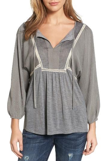 Women's Caslon Mix Media Boho Top, Size - Grey