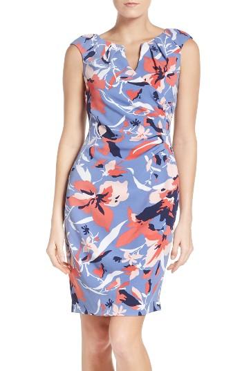 Women's Adrianna Papell Floral Sheath Dress - Blue