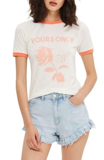 Women's Topshop Yours Only Graphic Ringer Tee Us (fits Like 0-2) - Ivory