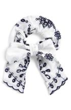 New Friends Colony Embroidered Cotton Scrunchie, Size - White