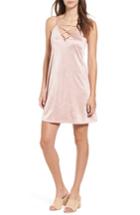 Women's Socialite Strap Front Satin Minidress - Pink
