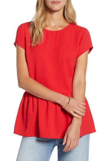 Women's Halogen Peplum Top - Red