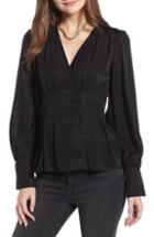 Women's Something Navy Waist Detail Jacquard Top, Size - Black