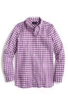 Petite Women's J.crew Crinkle Gingham Boy Shirt P - Purple