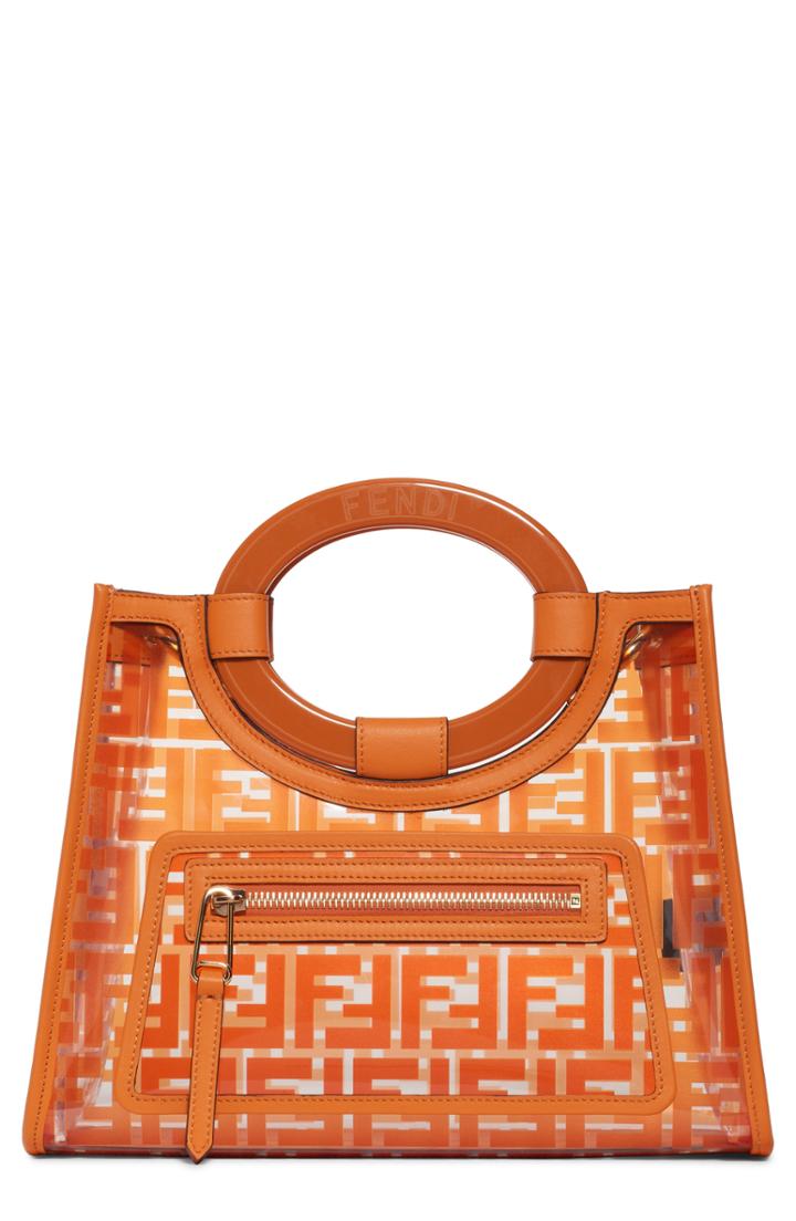 Fendi Small Runway Logo Transparent Shopper - Brown