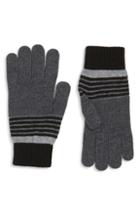 Men's Ted Baker London Striped Knit Gloves, Size - Black