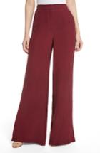 Women's Robert Rodriguez Slit Detail Wide Leg Silk Pants - Red