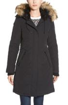Women's Vince Camuto Down & Feather Fill Parka With Faux Fur Trim - Black