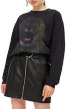Women's Topshop Lion Sweatshirt - Black