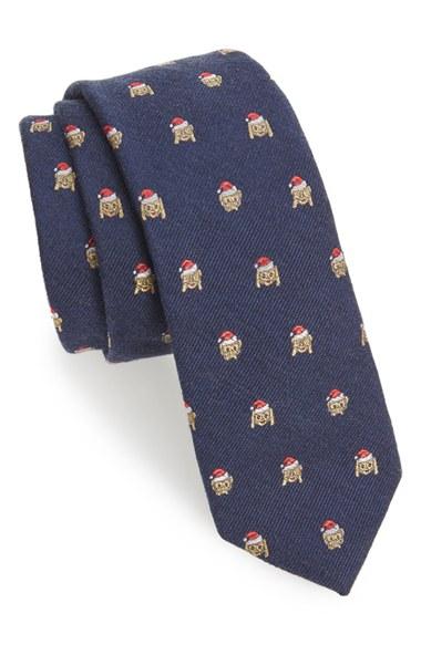 Men's 1901 'christmas Monkeys' Embroidered Silk Blend Tie