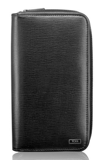 Men's Tumi Zip-around Leather Travel Wallet - Black